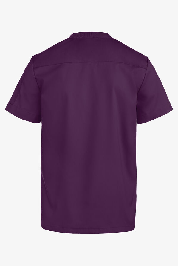Advantage STRETCH Men's 2-Pocket Short Sleeve Henley Scrub Top - Eggplant - 5