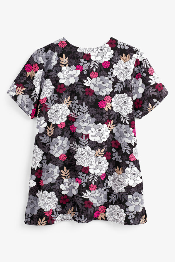 WonderWink Parlour Floral Women's 2-Pocket V-Neck Print Scrub Top - null - 2
