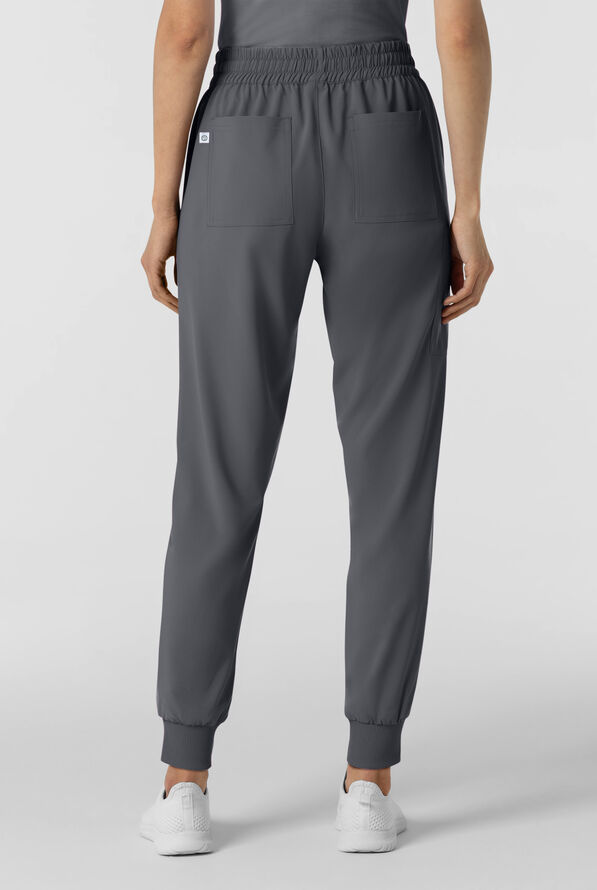 Wink Renew Women's 6-Pocket STRETCH Flat Front Drawstring Cargo Jogger Scrub Pant - Pewter - 4