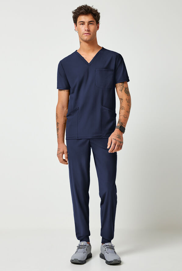 Camisa m&eacute;dica Infinity PURSUIT STRETCH con cuello en V y 3 bolsillos para hombre - Navy - 2