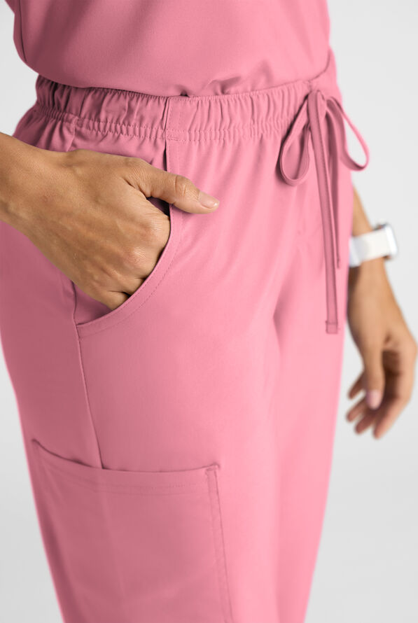 Easy STRETCH Eden Women's 4-Pocket Drawstring Scrub Pants - Petite - Tea Rose - 6