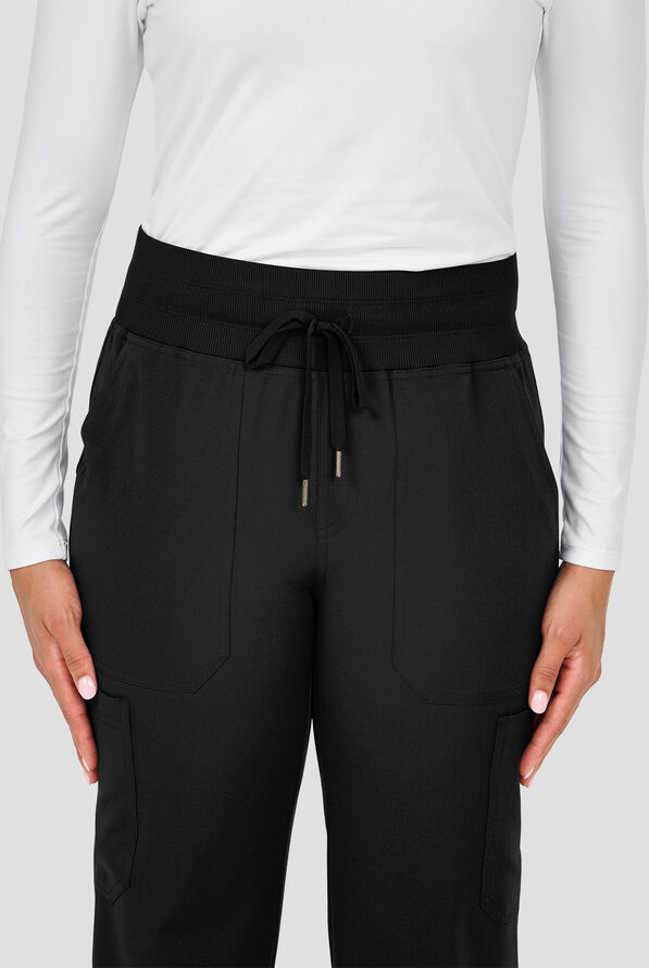 Zavate Ava Therese Avery Women's 6-Pocket STRETCH High Waist Cargo Wide Leg Scrub Pants - Black - 3