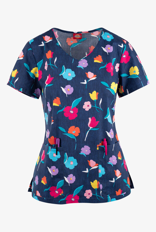 Dickies Denim Garden V-Neck Print Top - null - 1