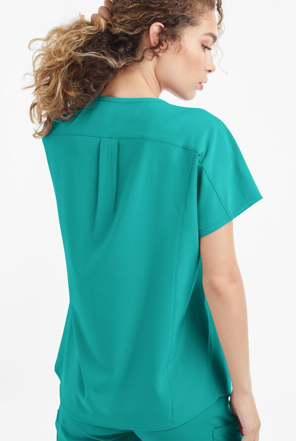 Easy STRETCH Sierra Women's Oversized 2 Pocket V-Neck Scrub Top - Spring Emerald - 3
