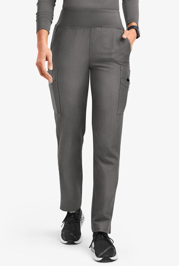 Movement by Butter-Soft Carina Women’s 7-Pocket Skinny Yoga Inspired  Scrub Pant - Petite - Graphite Heather - 1