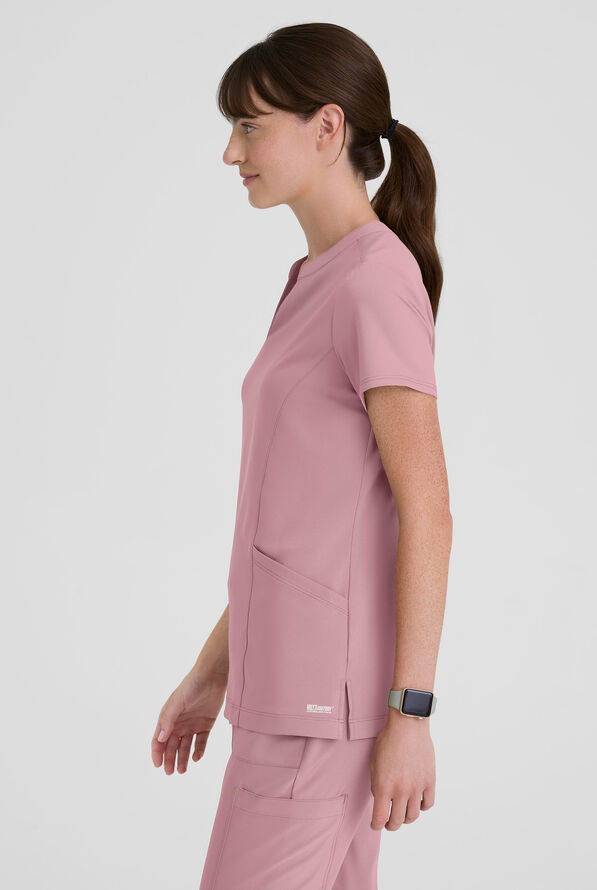 Grey's Anatomy by Barco Evolve STRETCH Sky Women's 2-Pocket Notch Neck Scrub Top - Misty Pink - 2