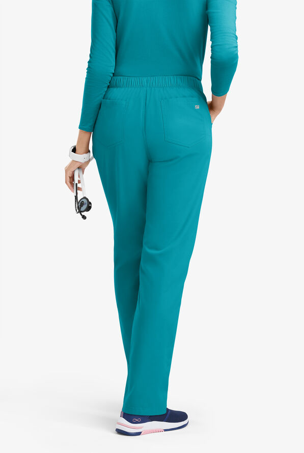 Butter-Soft Originals Women's 5-Pocket Jeans-Style Straight-Leg Scrub Pants - Teal - 3