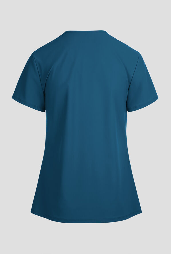 Infinity Pursuit Women's 2-Pocket STRETCH V-Neck Scrub Top - Caribbean Blue - 2