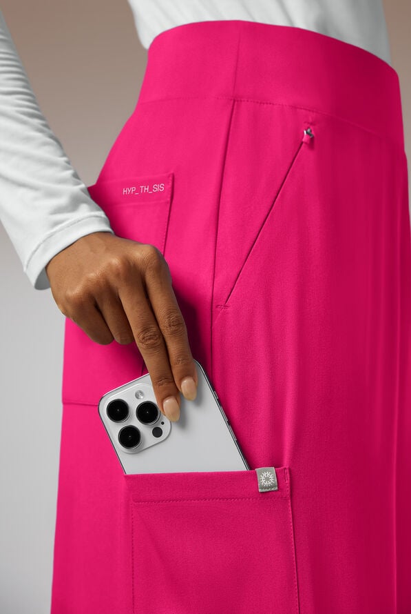 Pantal&oacute;n m&eacute;dico Hypothesis Y-Band estilo yoga con piernas anchas y 6 bolsillos para mujer - Reactive Pink - 4