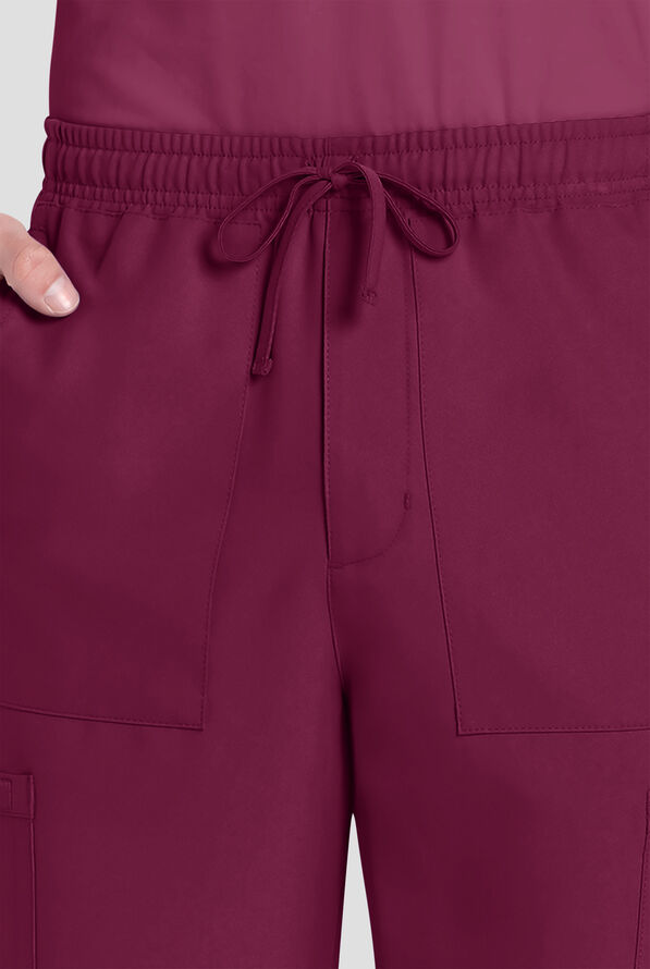 Cherokee Workwear Originals Ultra Men's 6-Pocket Straight Leg Drawstring Cargo Scrub Pants - Wine - 2