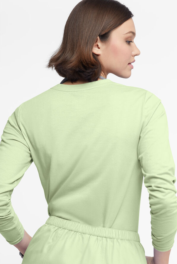 Butter-Soft Originals Women's STRETCH Cotton-Rich Long Sleeve Crew Neck Knit Underscrub - Spring Mint - 3