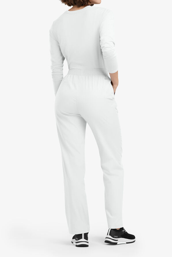 Butter-Soft Originals Women's 2-Pocket High Waisted Straight Leg Scrub Pants - White - 3