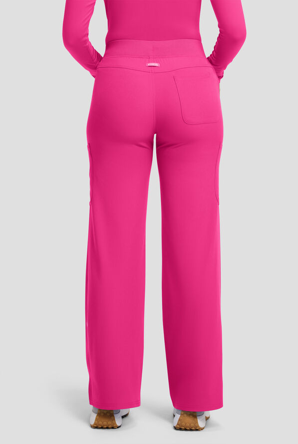 Med Couture Amp Women's 5-Pocket STRETCH High-Rise Wide Leg Cargo Scrub Pant - Pink Power - 4