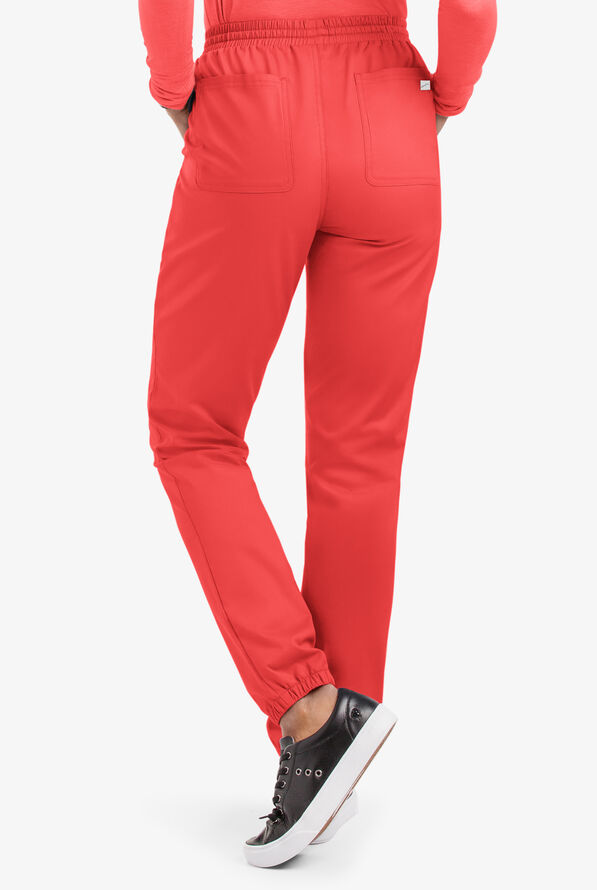 Butter-Soft STRETCH Women's 5-Pocket Jogger Scrub Pants - Petite - Radiant Red - 2