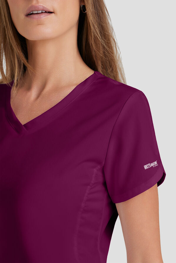 Grey's Anatomy by Barco Cora Women's 4-Pocket Crossover V-Neck Scrub Top - Wine - 3