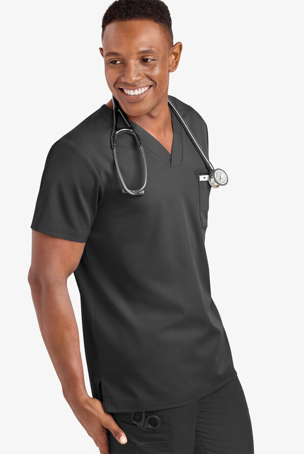 Advantage STRETCH Men's 4-Pocket V-Neck Scrub Top - Black - 5