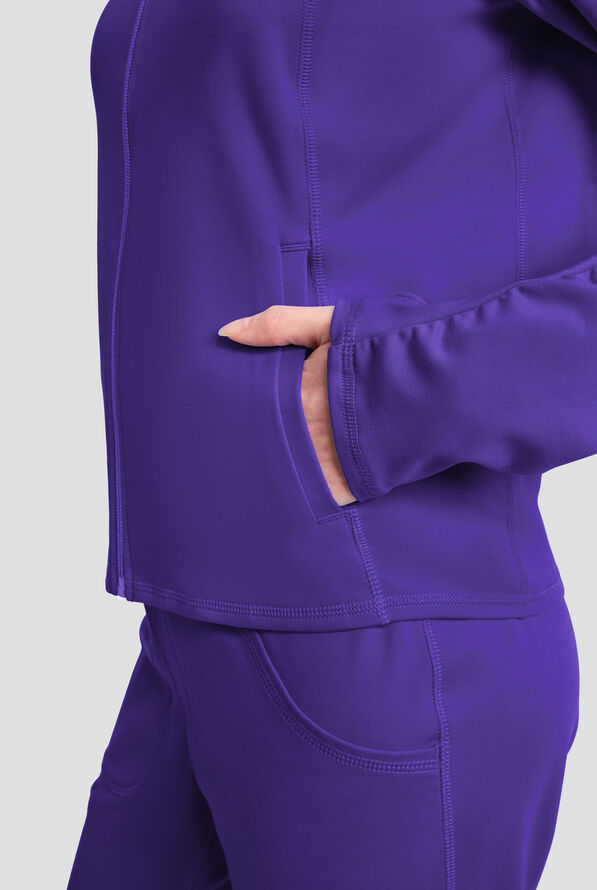 Chaqueta m&eacute;dica Med Couture Amp Knit STRETCH con cremallera y 2 bolsillos para mujer - Galactic Purple - 5