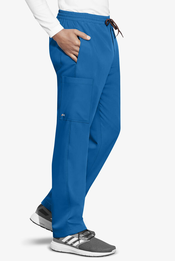 Motion by Barco Men's 4 Pocket Elastic Waistband Drawstring Cargo Scrub Pant - Royal - 1