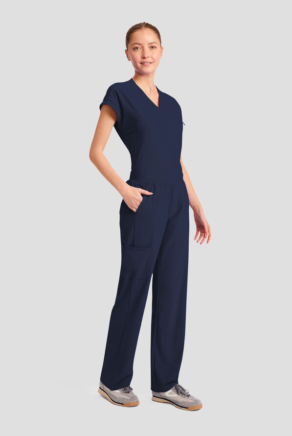 Infinity Pursuit Women's 4-Pocket STRETCH Straight Leg Scrub Pant - Navy - 5