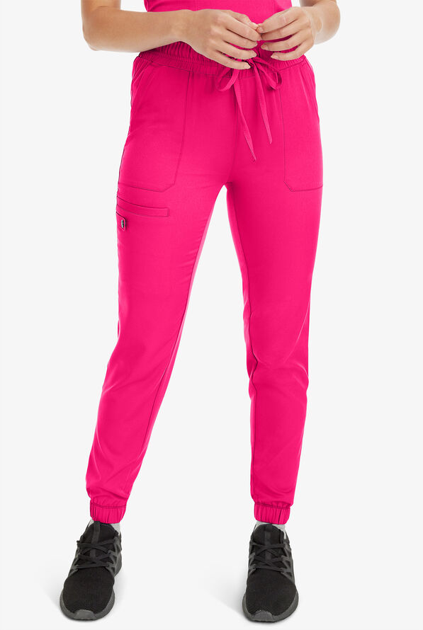 HH Works by Healing Hands Rene Women's 5-Pocket STRETCH Jogger Cargo Pants - Carnation Pink - 1