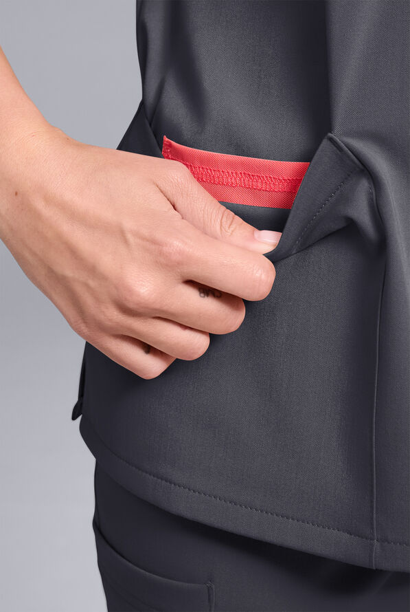 Hypothesis Women's Base 3 Pocket V-Neck Scrub Top - Pewter - 6