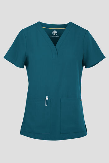 Healing Hands Quest Briana Women's 3-Pocket STRETCH Y-Neck Scrub Top
