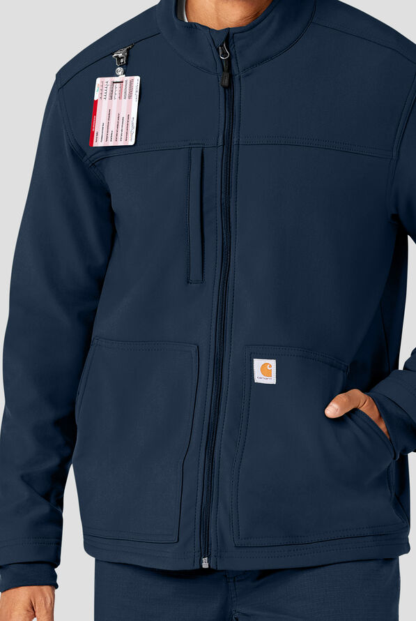 Carhartt Force Rugged Flex Men's 3-Pocket Bonded Fleece Scrub Jacket - Navy - 4