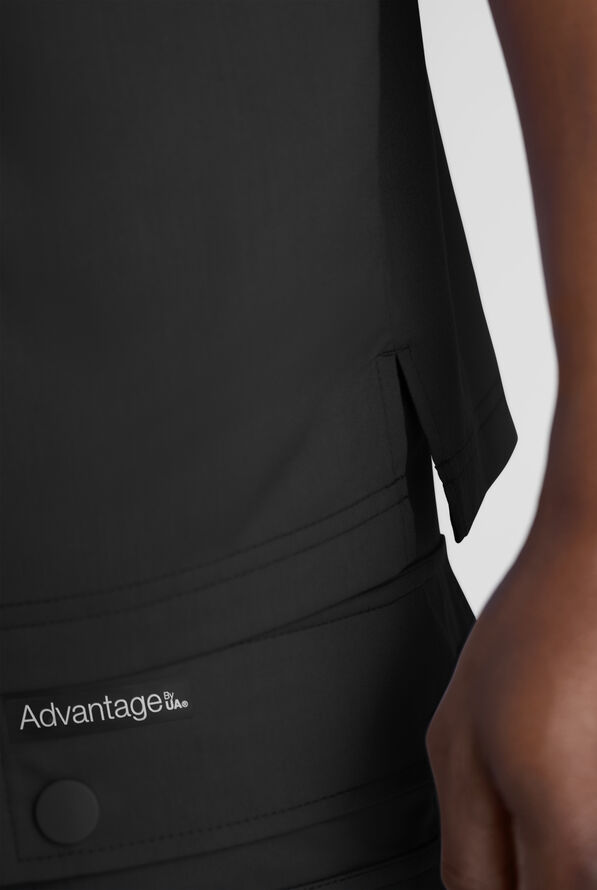 Advantage STRETCH Men's 3-Pocket Crew Neck Scrub Top - Black - 4