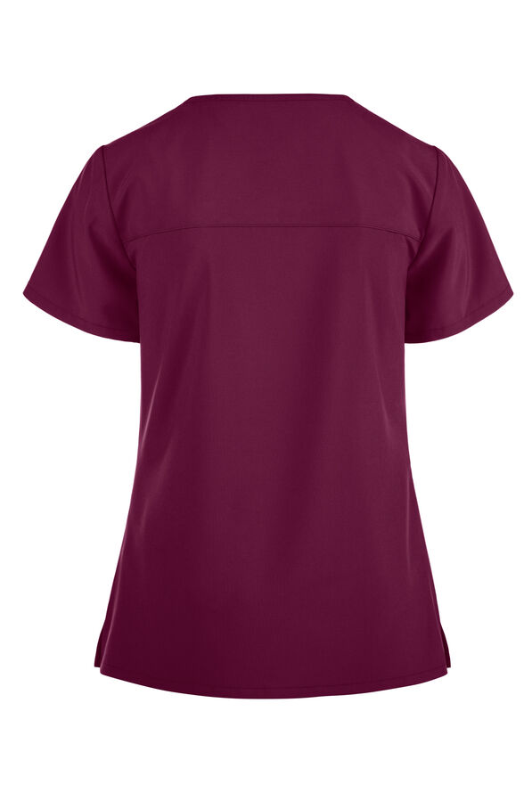 Dickies EDS Essentials Women's 2-Pocket STRETCH Mock Wrap Scrub Top - Wine - 2