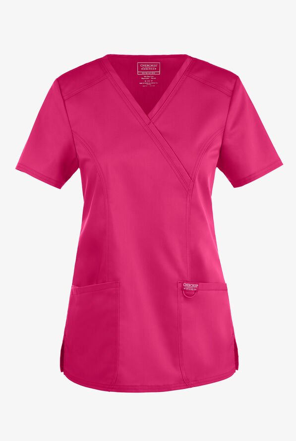 Cherokee Workwear Revolution Mock Wrap Scrub Top Fashion Scrubs