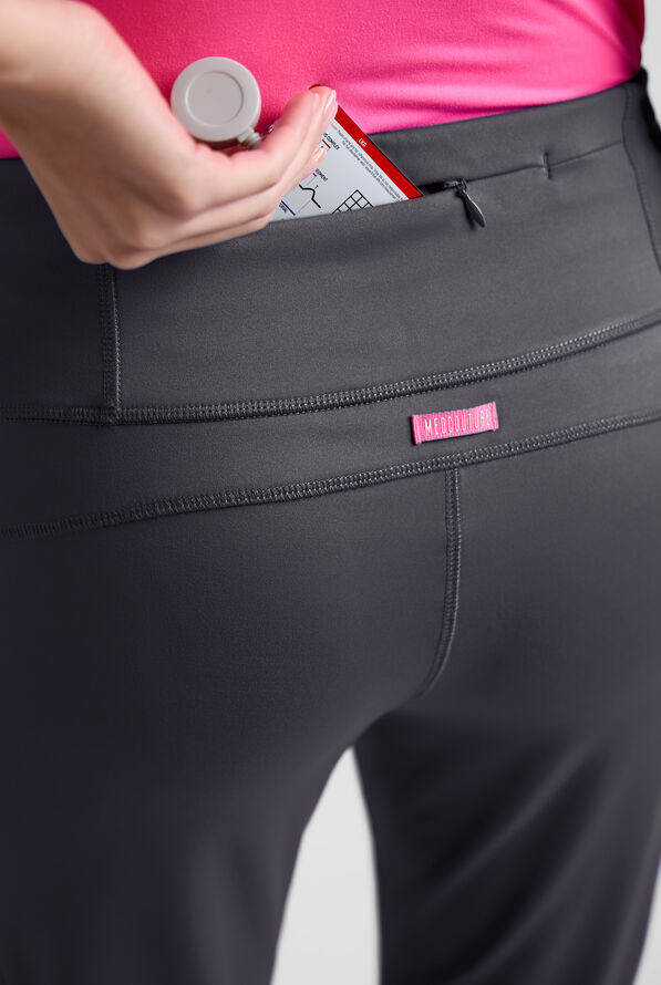 Pantal&oacute;n m&eacute;dico Med Couture Amp Knit STRETCH Petite estilo yoga con piernas acampanadas y 5 bolsillos para mujer - Pewter - 5