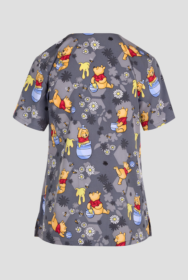 Tooniforms Disney's Honey Business Women's 2-Pocket STRETCH V-Neck Print Scrub Top - null - 2