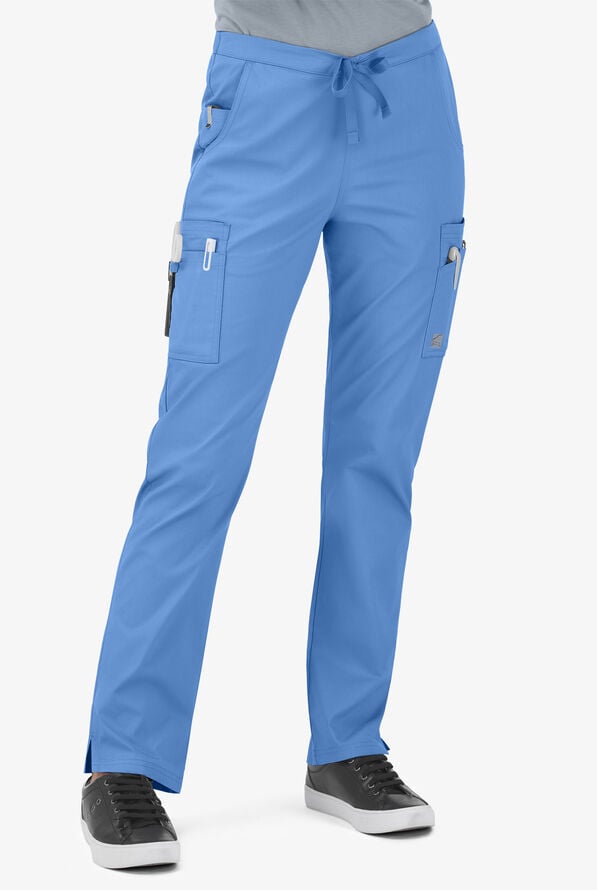 Pantal&oacute;n m&eacute;dico UA Butter-Soft STRETCH petite con 11 bolsillos y cord&oacute;n ajustable para mujer - Ceil Blue - 1