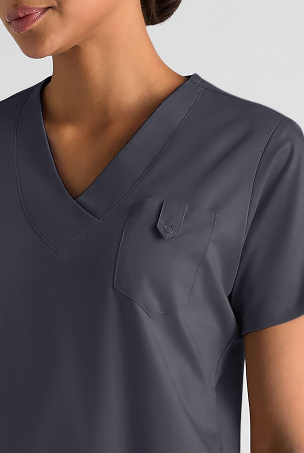 Butter-Soft STRETCH FLXTEK+ Women's 6-Pocket V-Neck Scrub Top - Pewter - 4