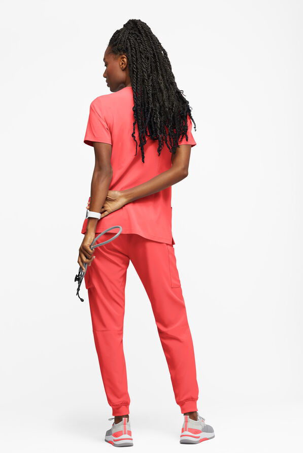 Easy STRETCH Tessa Women's 5-Pocket V-Neck Scrub Top - Radiant Red - 3