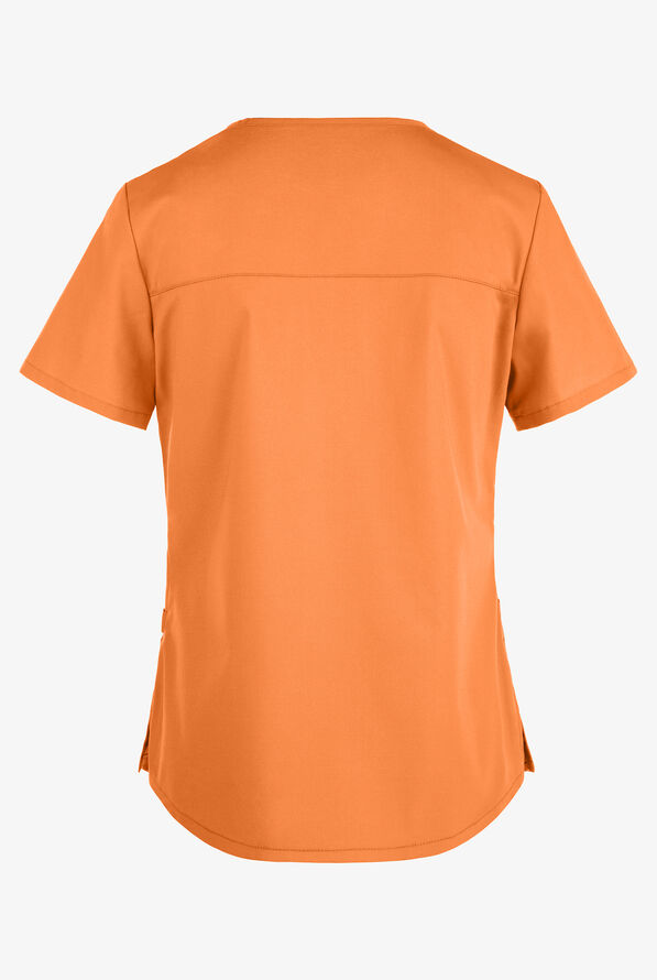 Blusa médica Cherokee Workwear Professionals con cuello en V y 3 bolsillos para mujer - Fresh Orange - 2