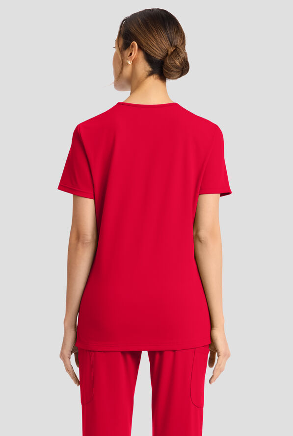 Cherokee Achieve Women's 2-Pocket STRETCH Knit V-Neck Scrub Top - Red - 3
