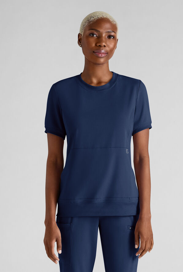 Easy STRETCH Anya Women's 2-Pocket Relaxed Crew Neck Scrub Top - Navy - 1