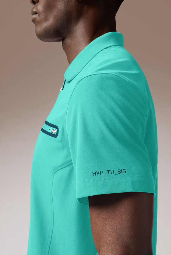 Hypothesis Alpha System Men’s 1-Pocket Zip Neck Polo With Tonal Trim Scrub Top - H2O/CARIBBEAN - 5