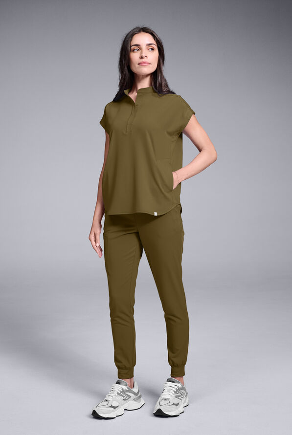 Hypothesis Women's Meta Oversized Dolman Sleeve Scrub Top - Dark Moss - 2