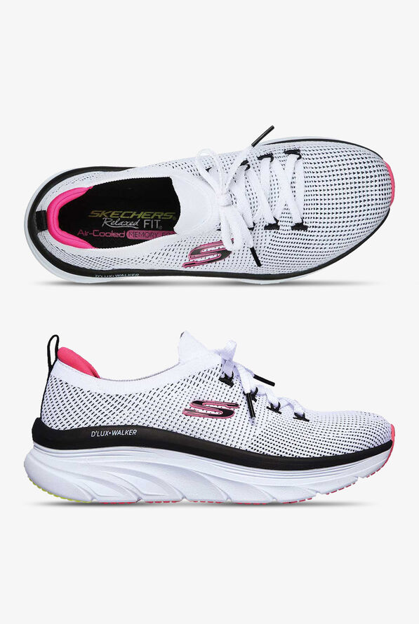 Skechers Sport White & Black D'Lux Walker Refreshing Mood Women's Athletic Nursing Shoes - null - 1