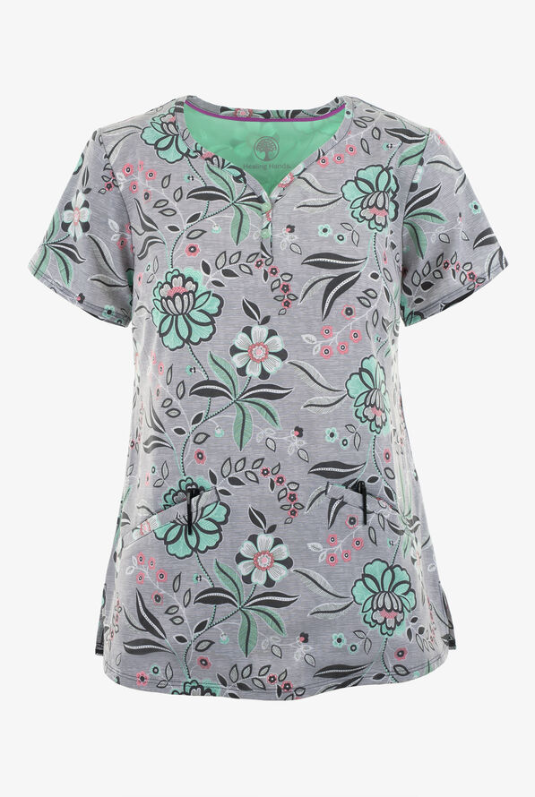 Healing Hands Premiere Simply Sweet Women's Scrub Top, Print Scrubs