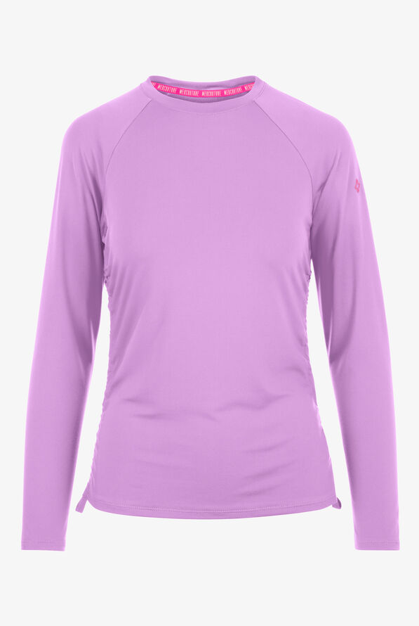 Med Couture Layers Women's STRETCH Ruched Long Sleeve Round Neck Knit Underscrub - Digital Lavendar - 1