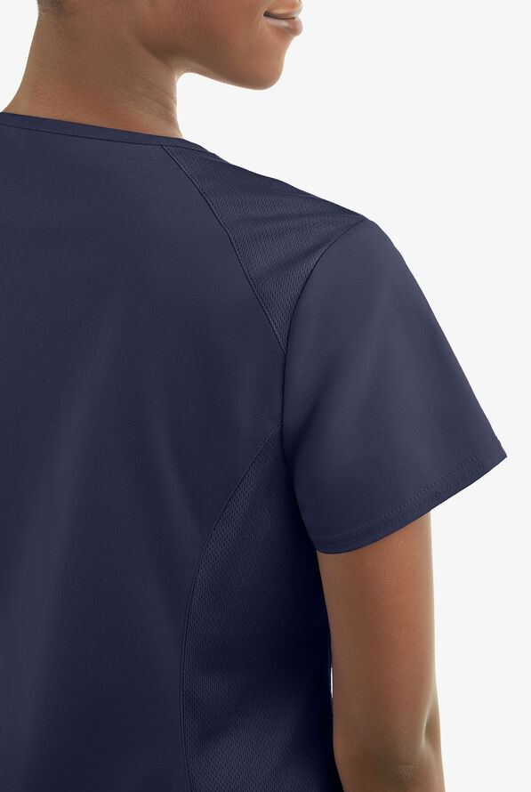 UA Exclusive Cherokee Workwear Professionals Active Women's 2-Pocket STRETCH Mock Wrap Scrub Top - Navy - 6