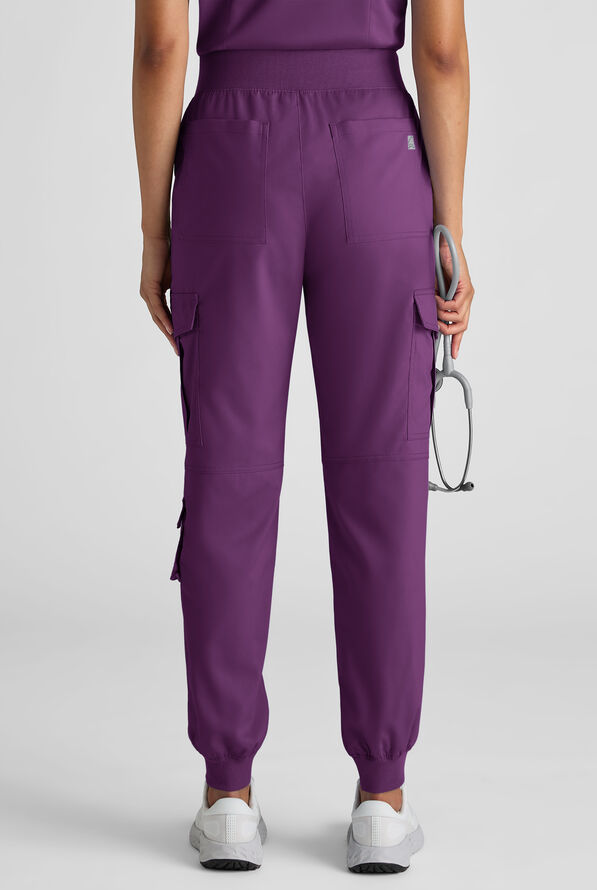 Butter-Soft STRETCH FLXTEK+ Women's 8-Pocket Cargo Jogger Scrub Pant - Tall - Eggplant - 7