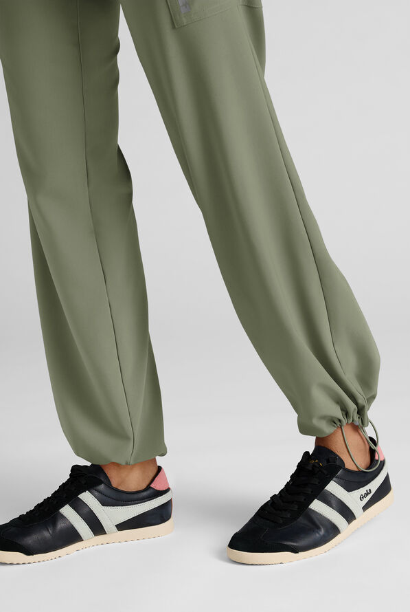 Easy STRETCH Ayo Women's 10-Pocket Cargo Scrub Pants - Petite - Olive Leaf - 6