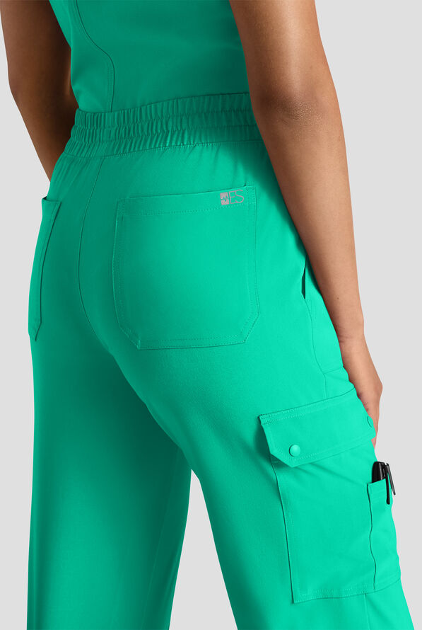 Easy STRETCH Ayo Women's 10-Pocket Cargo Scrub Pants - Petite - Dynasty Green - 5
