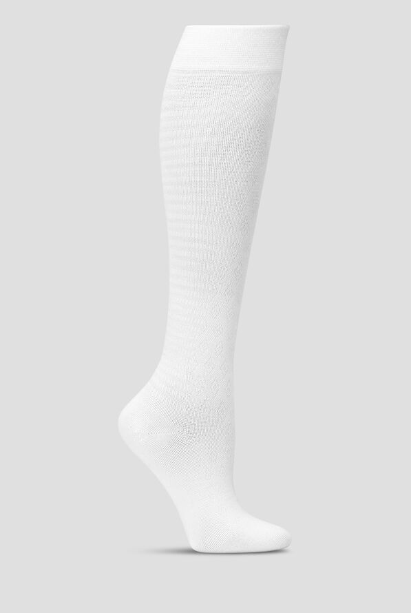 Nurse Mates Bamboo Diamond Textured Women's 12-14 mmHg Light Compression Socks - White - 1
