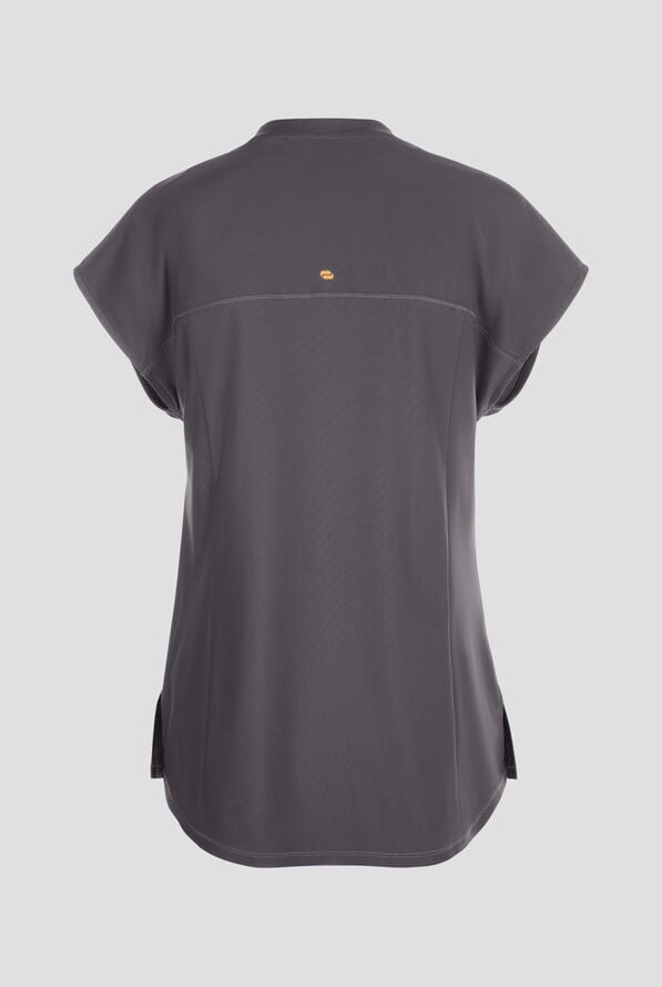 Infinity GNR8 Kinetic Knit Women's 3-Pocket STRETCH Dolman Tunic Rounded Notch Neck Scrub Top - Pewter - 3