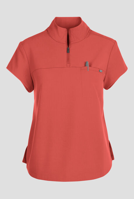 Healing Hands Quest Women's 1-Pocket STRETCH Tuck In Half Zip Collar Scrub Top